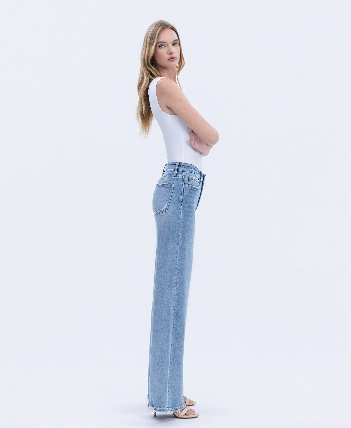 High Rise Full Length Wide Jeans, view 3
