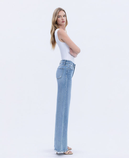 High Rise Full Length Wide Jeans