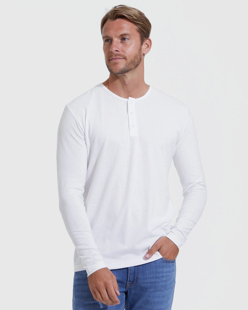 True Classic - Long Sleeve Henley | White