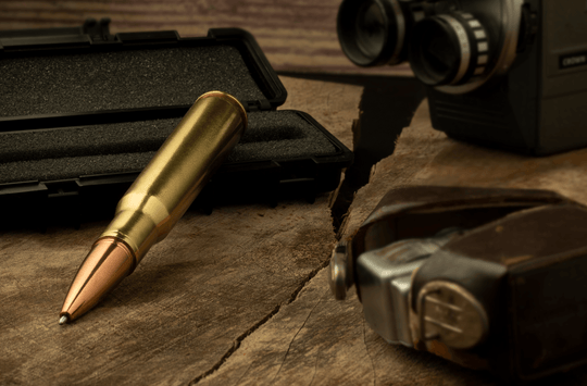 50 BMG Real Brass Casing Refillable Twist Pen - Rust & Refined