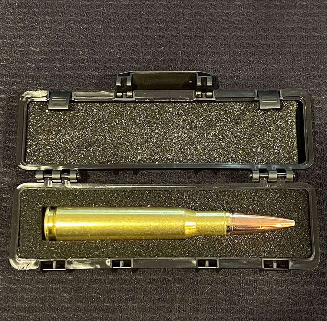 50 BMG Real Brass Casing Refillable Twist Pen - Rust & Refined