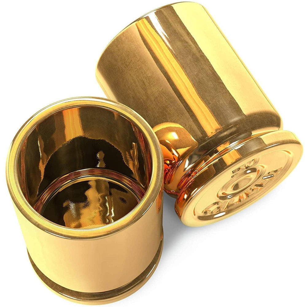 50 Caliber Brass Ceramic Shot Glasses - Set of 2 - Rust & Refined