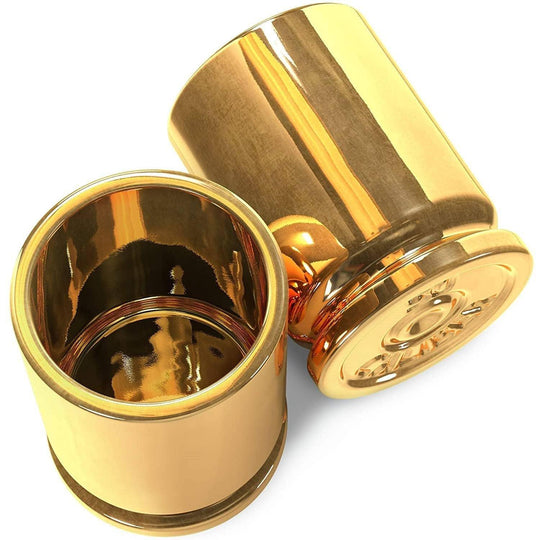 50 Caliber Brass Ceramic Shot Glasses - Set of 2 - Rust & Refined