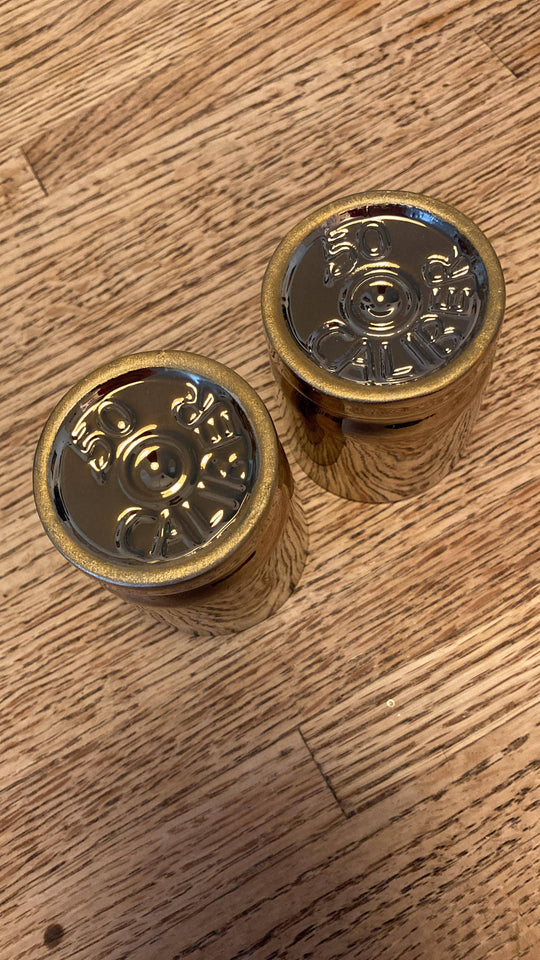 50 Caliber Brass Ceramic Shot Glasses - Set of 2 - Rust & Refined