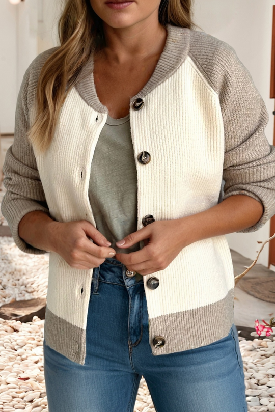 Color-blocked Casual Cardigan Sweater