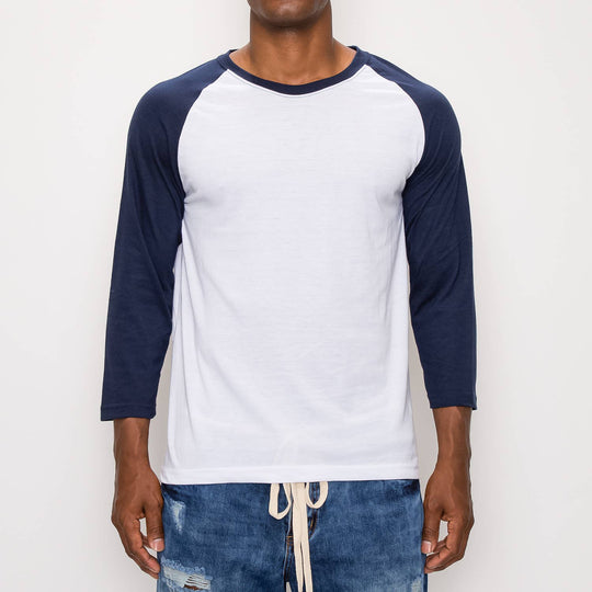 Raglan Sleeve Shirt: White/Navy