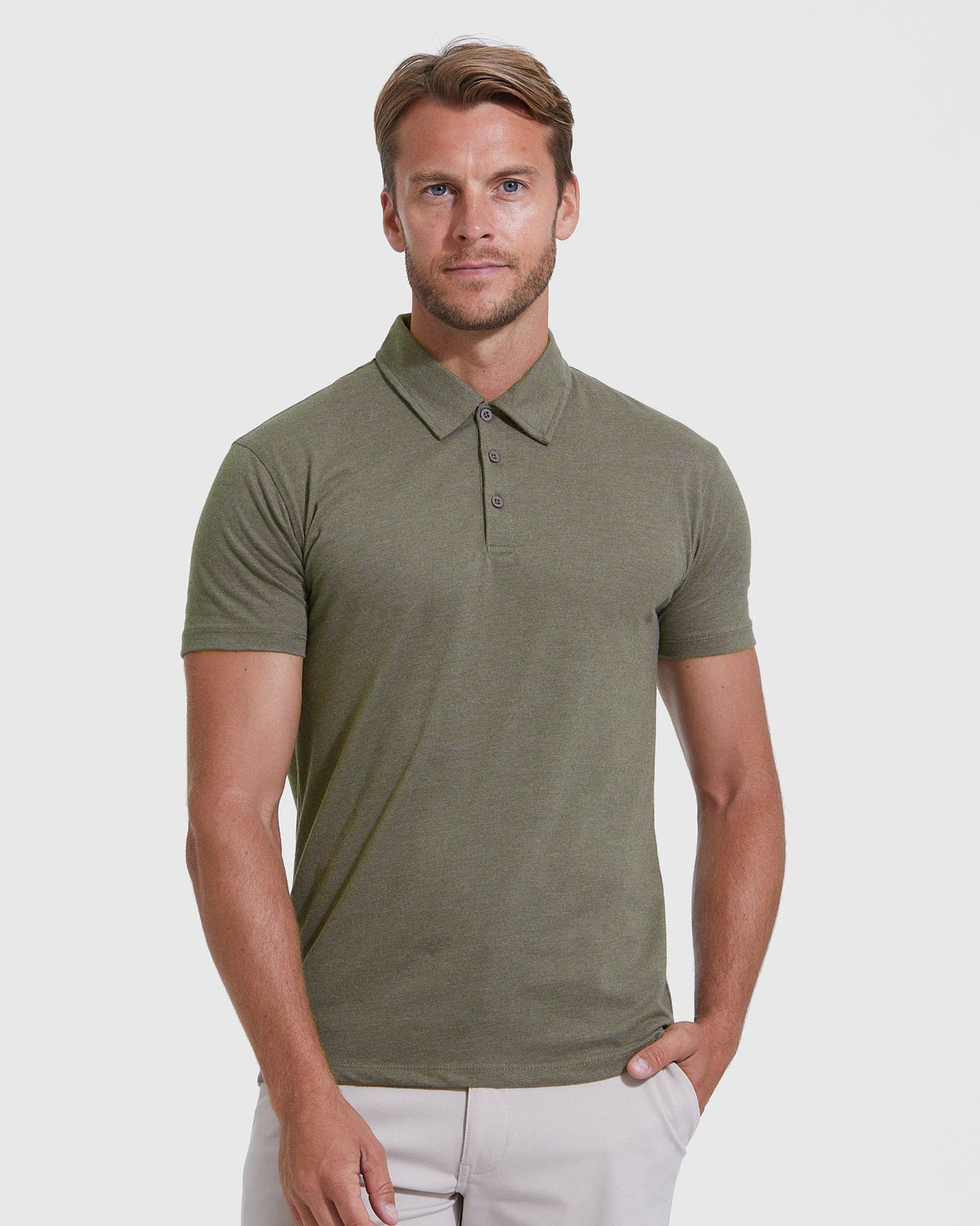 Short Sleeve Shirt | Polo | Heather Military Green