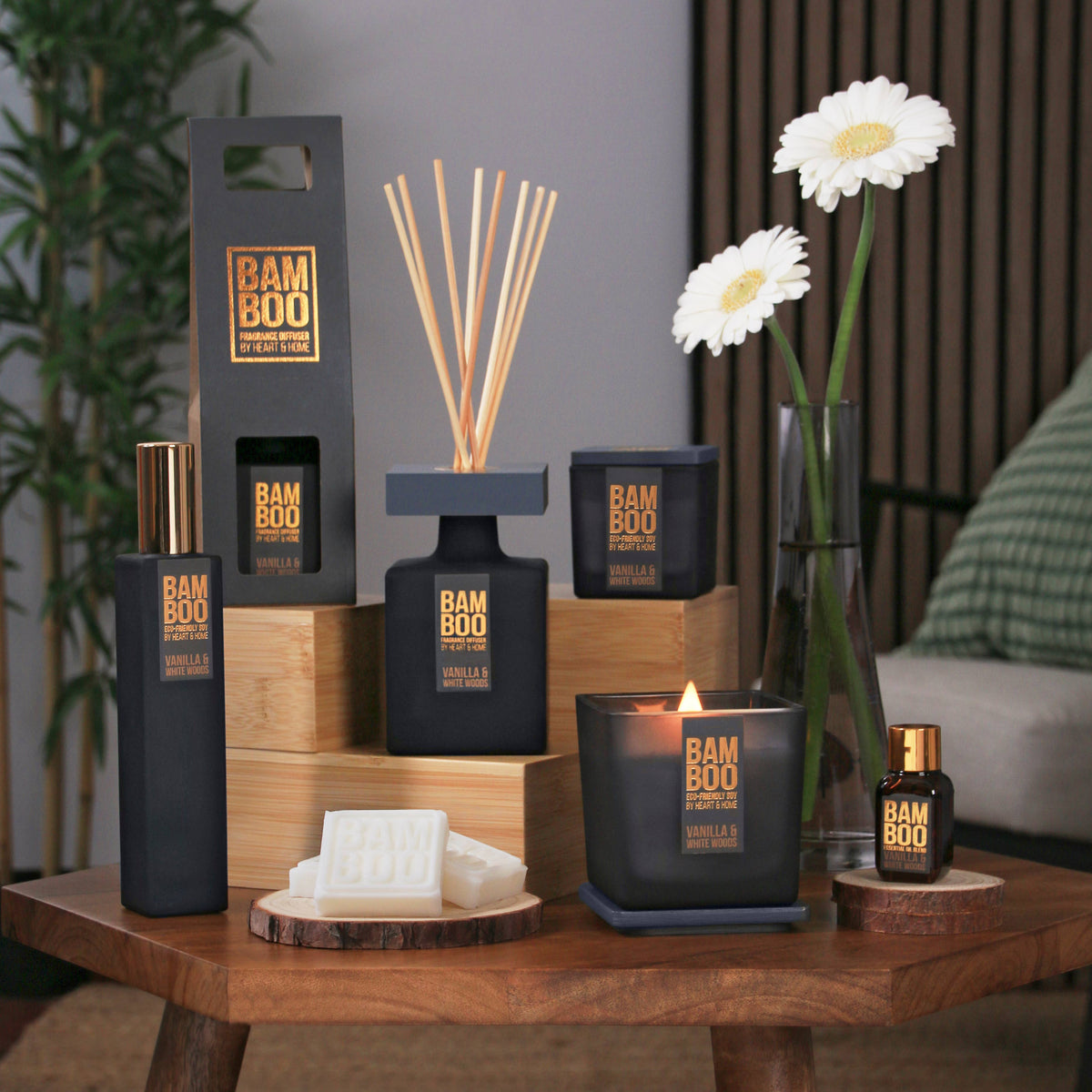 BAMBOO Vanilla & White Woods - Reed Diffuser - 2.8 oz, view 4