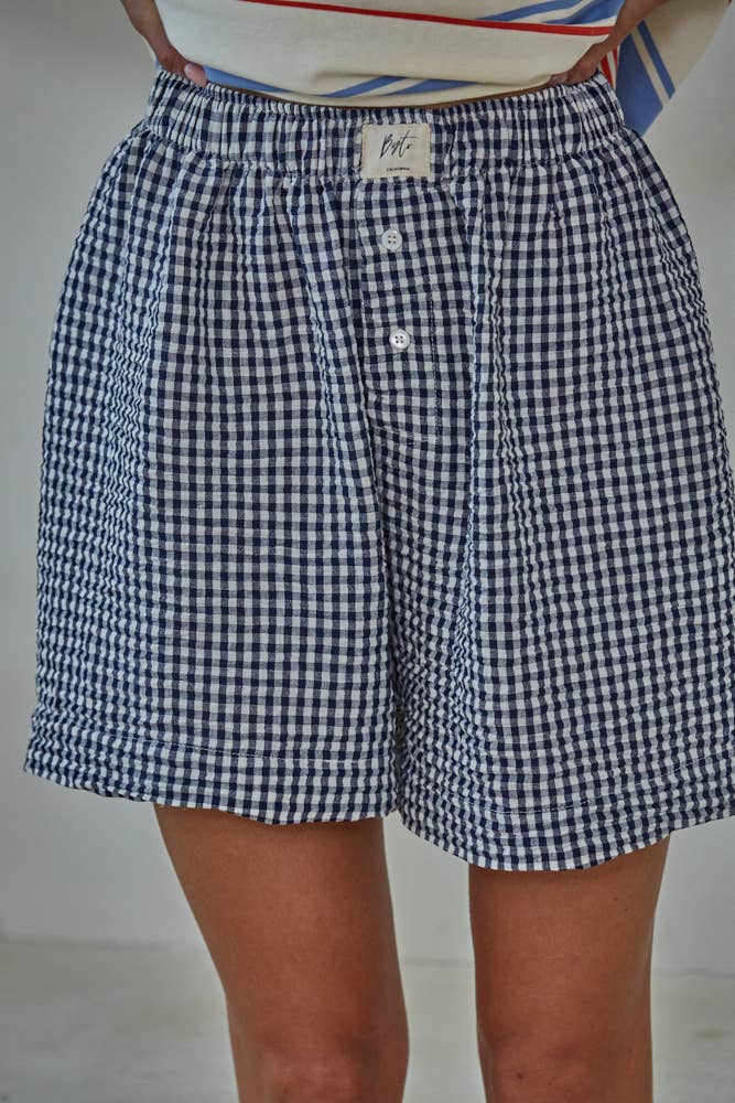 Woven Polyester Gingham Print Gingham Shorts