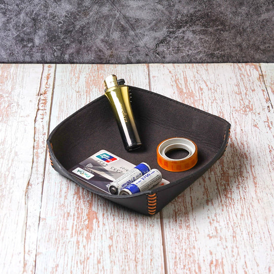 Desk Organizer Leather Valet Dump Tray for Men