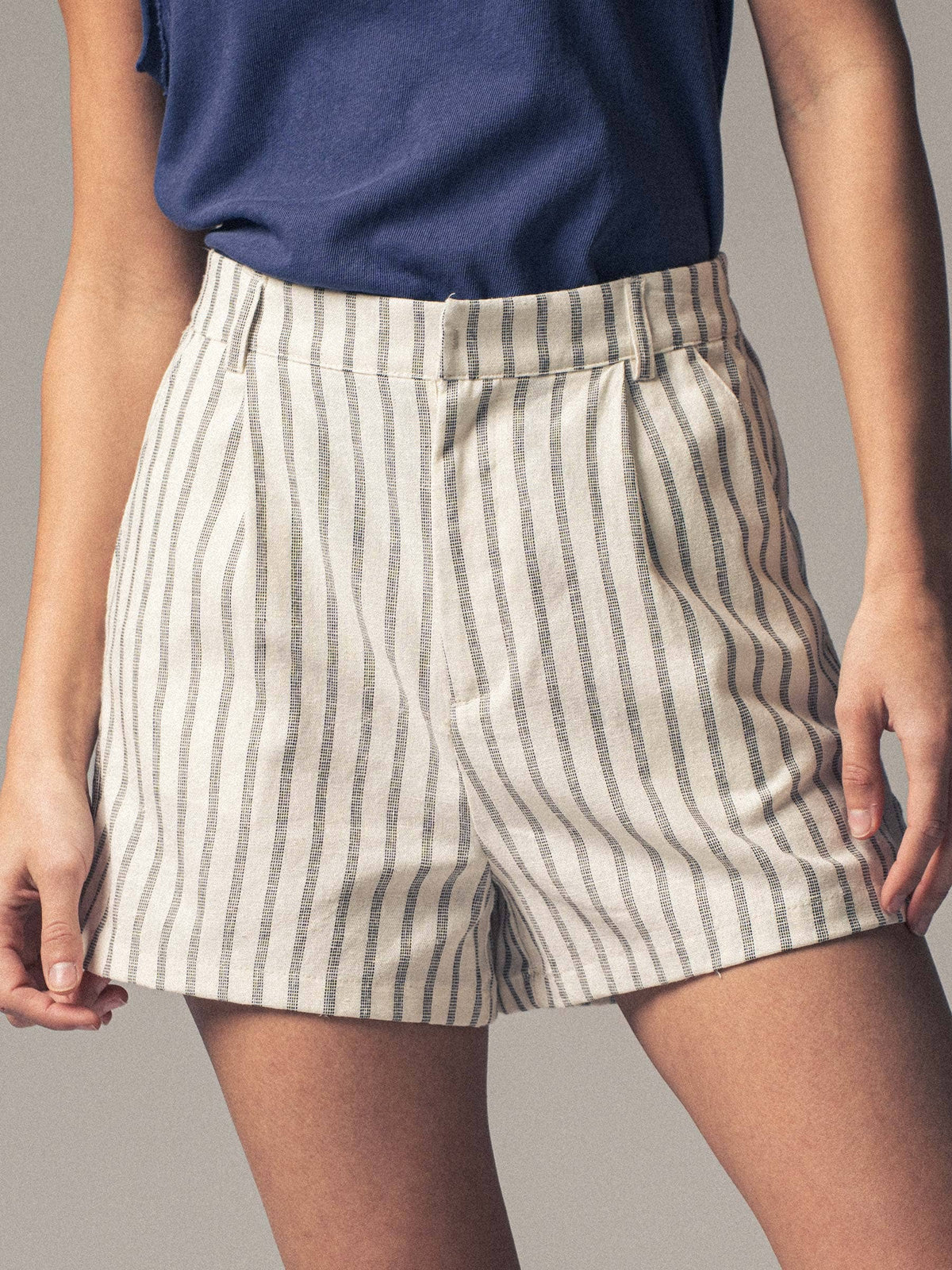 Coastal Linen Stripe Shorts, view 7