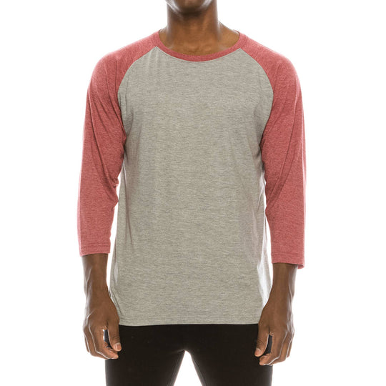 Raglan Sleeve Shirt: Heather Grey Burgundy