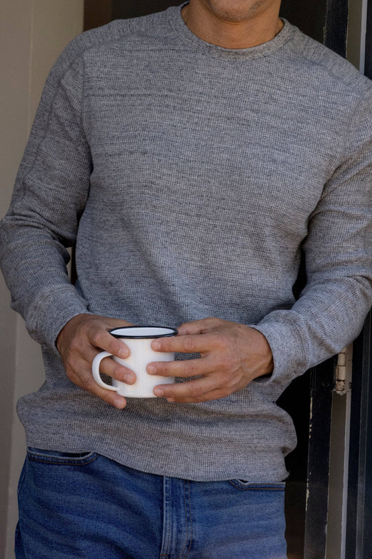 New Spencer Waffle Crew - Gray Marl