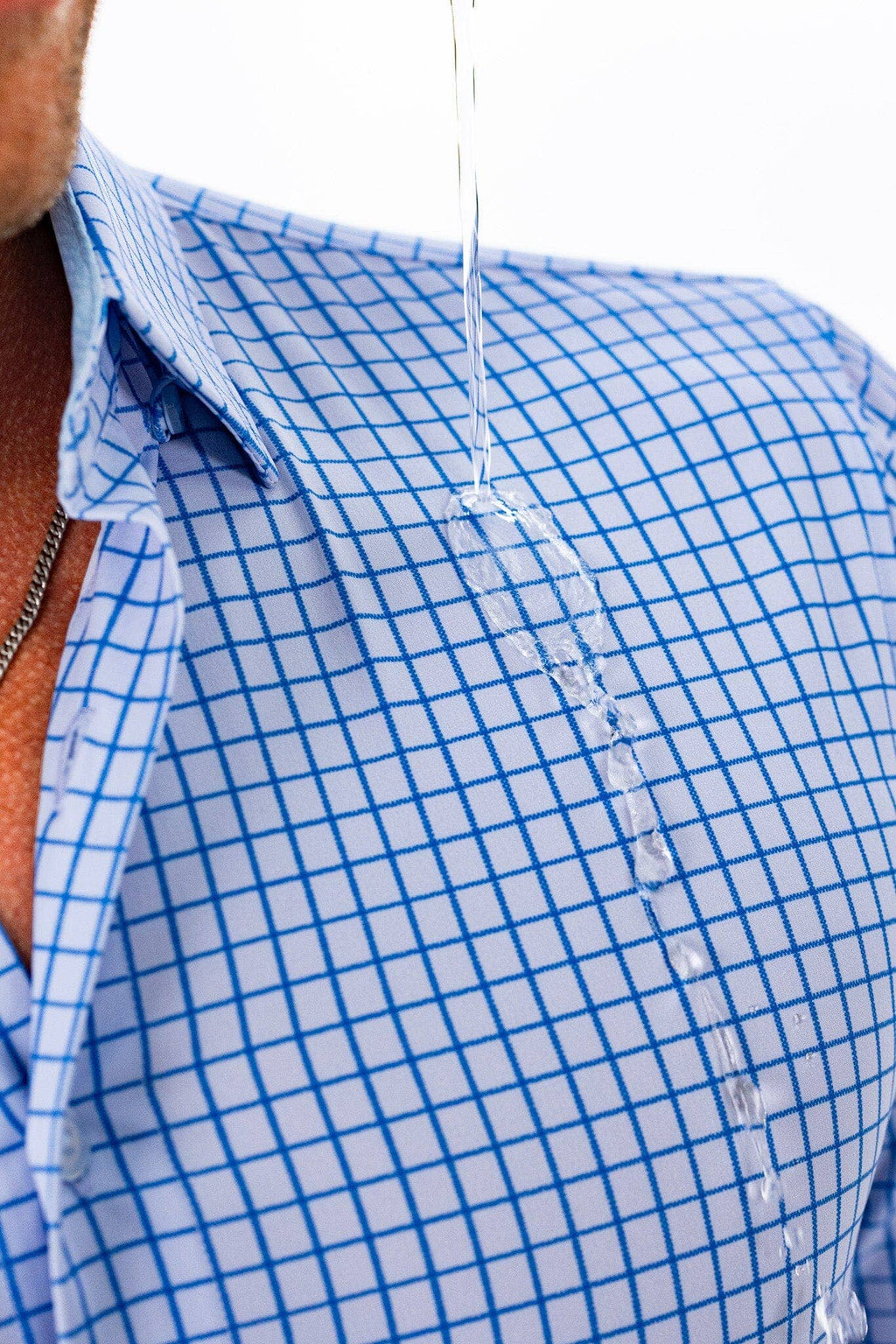 Hustle Sport Shirt - Long Sleeve - Double Blue Mini Grid, view 7