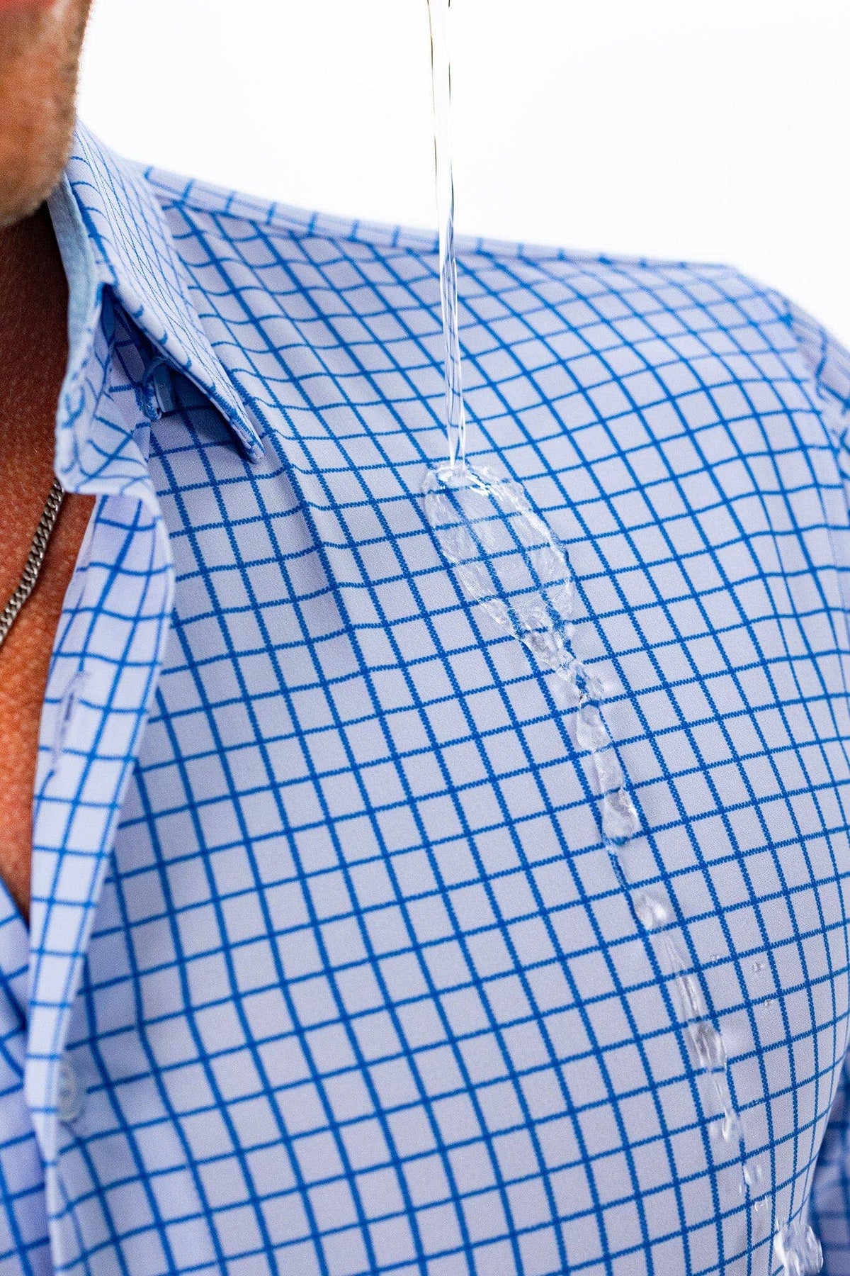Hustle Sport Shirt - Long Sleeve - Double Blue Mini Grid, view 7