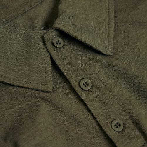 Short Sleeve Shirt | Polo | Heather Military Green, view 7