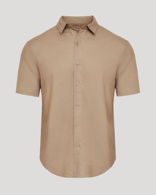 Dusty Taupe Short Sleeve Linen Shirt