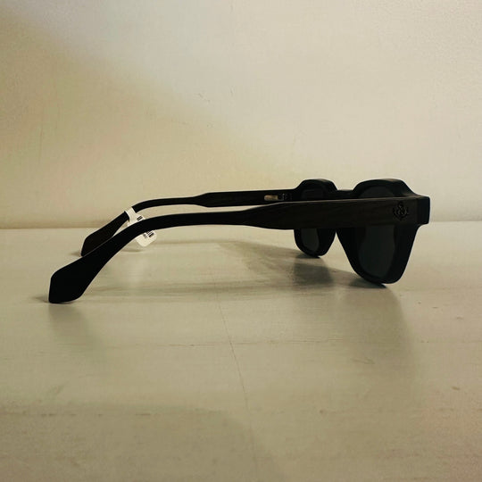 Black frame wooden sunglasses other side