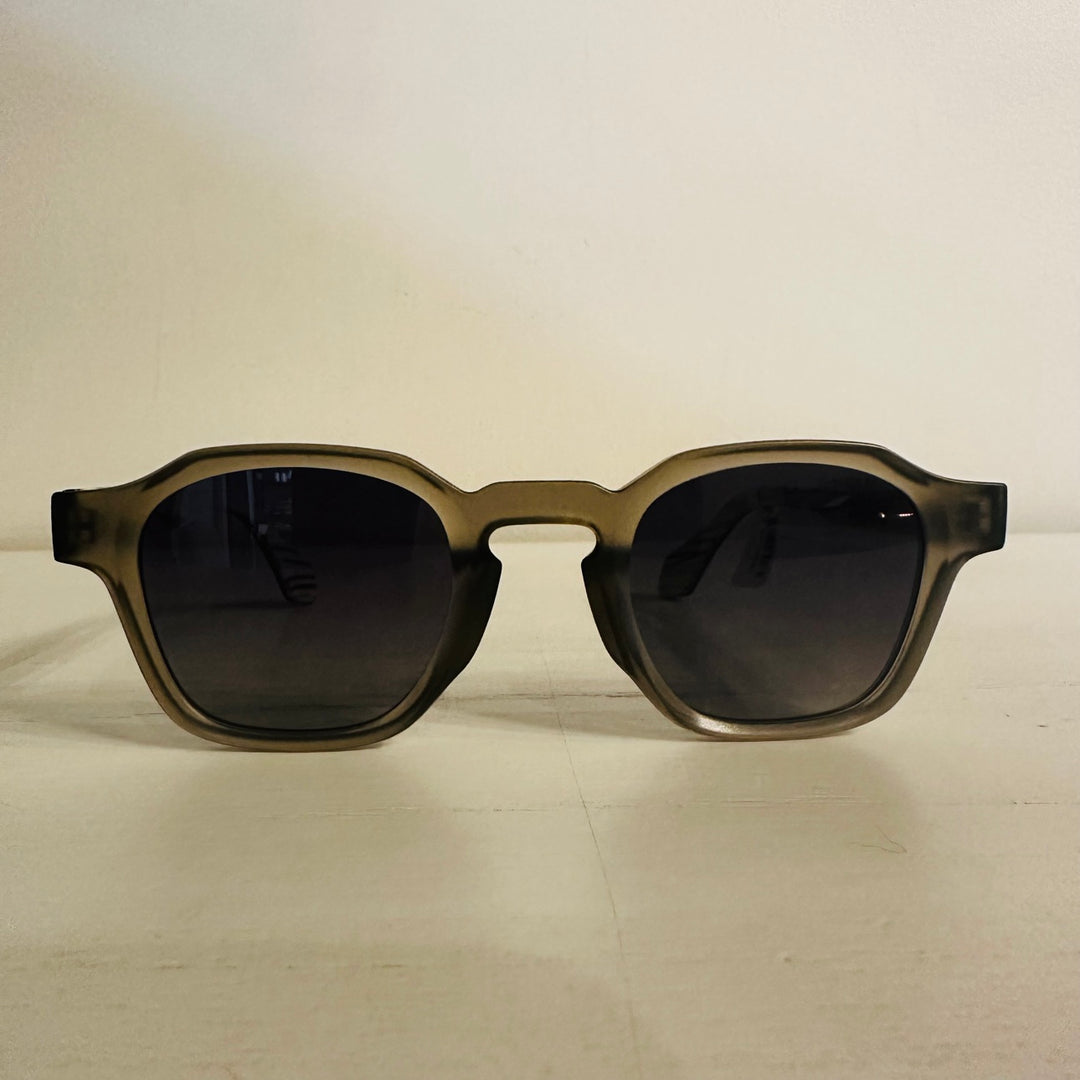 Gray frame wooden sunglasses front view