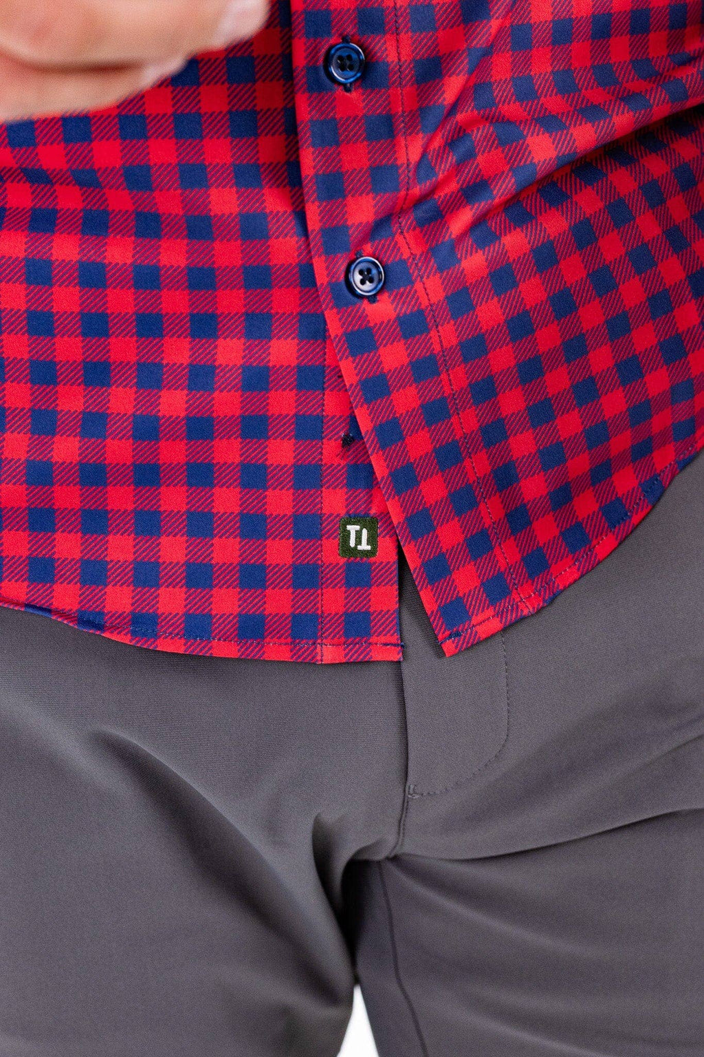 Hustle Sport Shirt - Long Sleeve - Red Navy Gingham, view 10