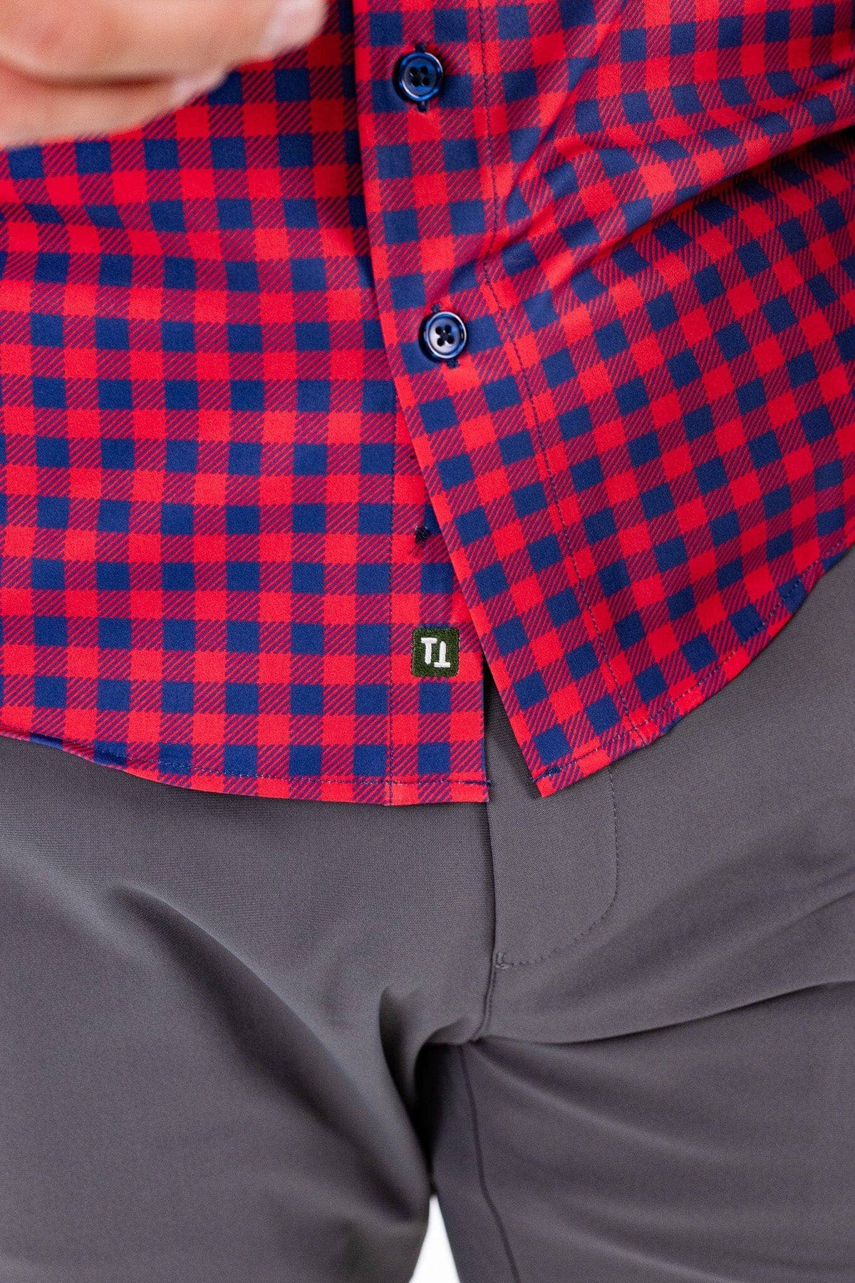 Hustle Sport Shirt - Long Sleeve - Red Navy Gingham, view 10