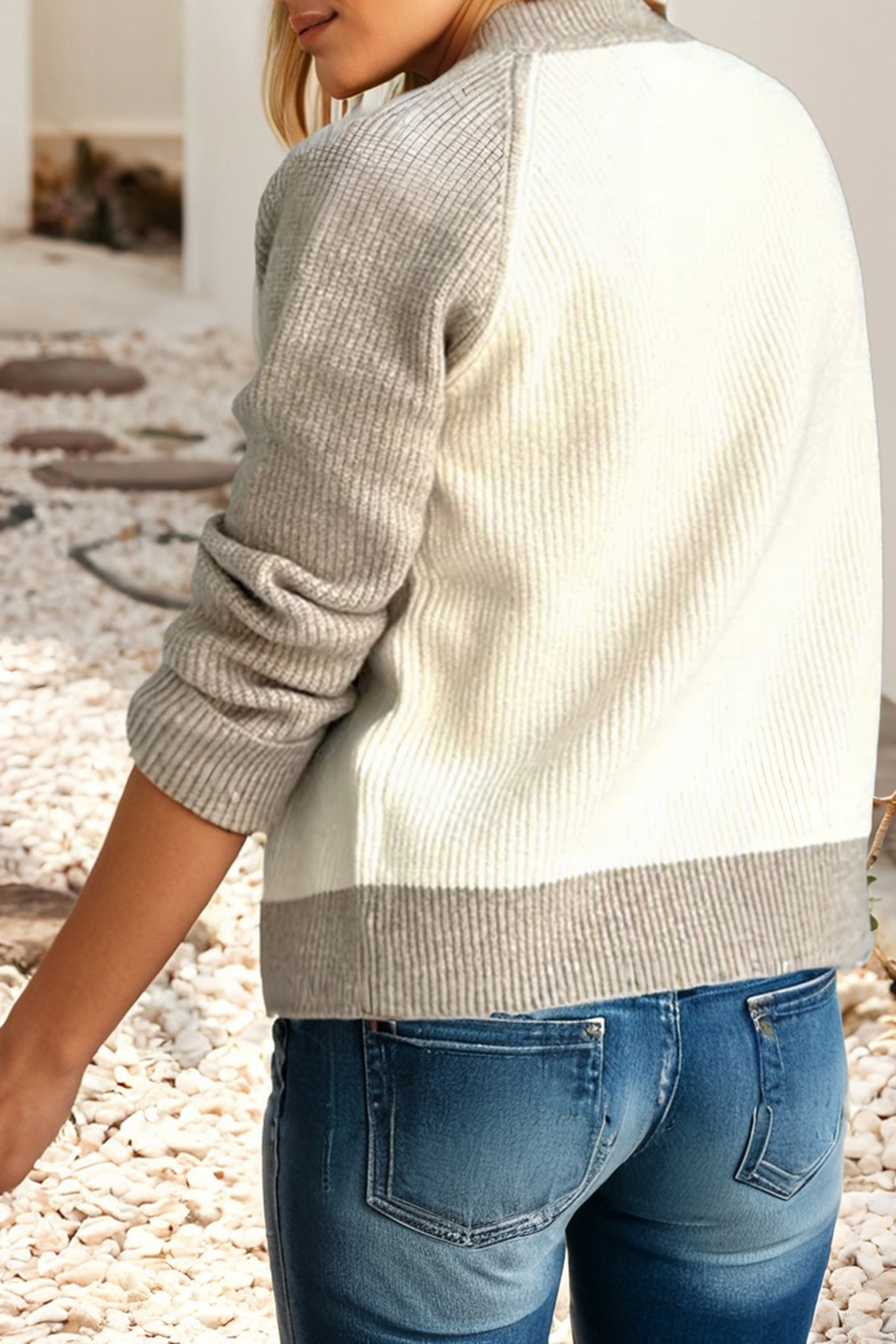 Color-blocked Casual Cardigan Sweater, view 2