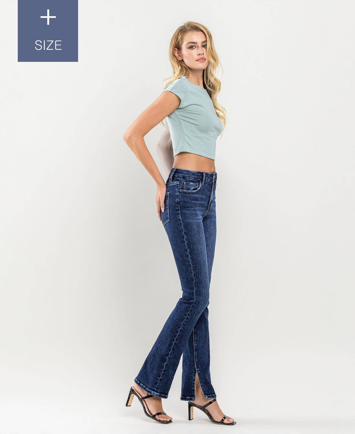 PLUS SIZE TUMMY CONTROL HIGH RISE BOOTCUT JEANS LV1216-P, view 4