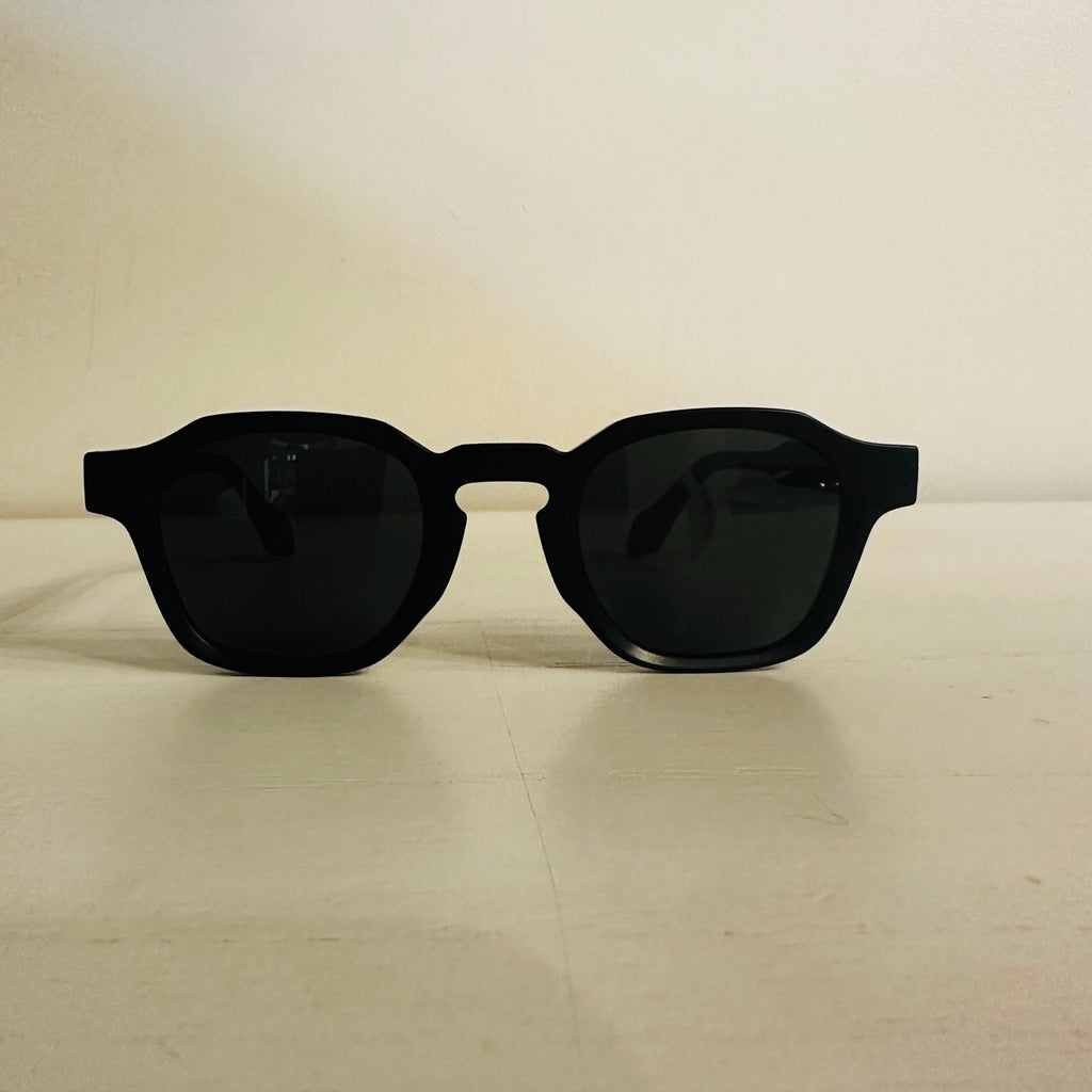 Black frame wooden sunglasses front view