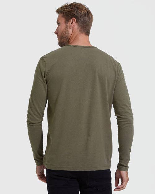True Classic - Long Sleeve Henley | Military Green, view 4