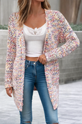 Multicolor Open Front Knit Cardigan