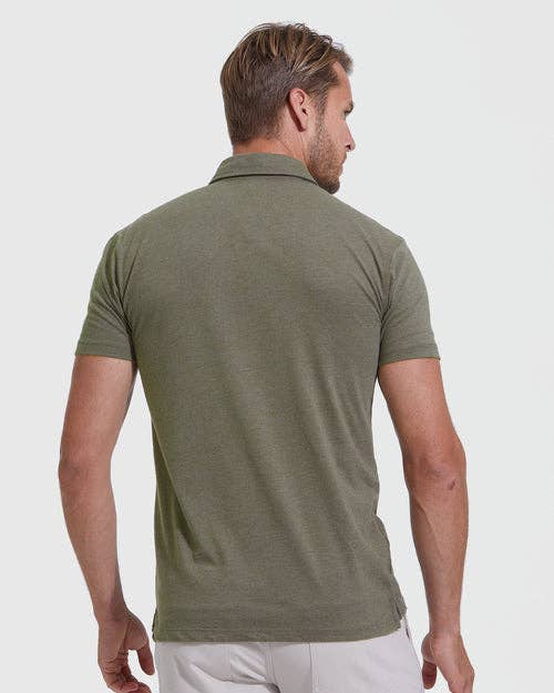 Short Sleeve Shirt | Polo | Heather Military Green, view 5