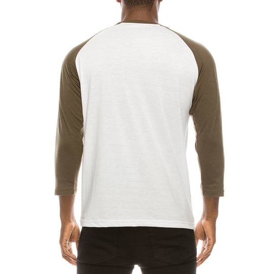 Raglan Sleeve Shirt: White/Olive