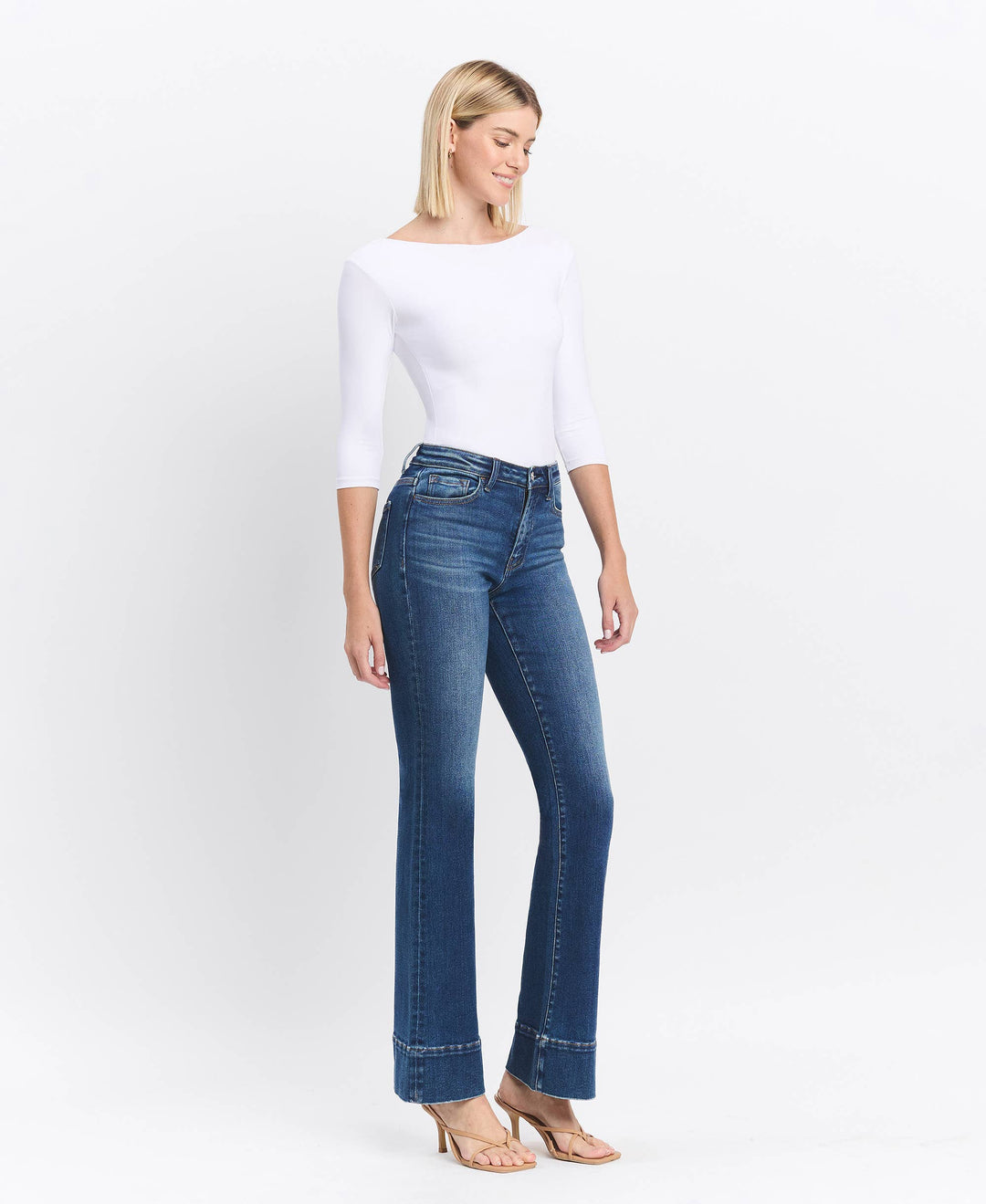 High Rise Trouser Hem Bootcut Jeans