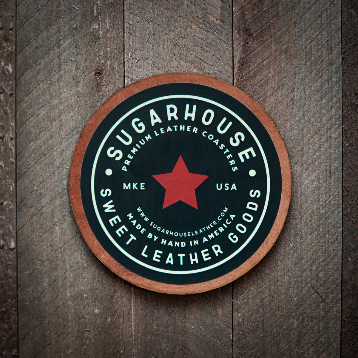 Pray For Surf Leather Coaster, view 2