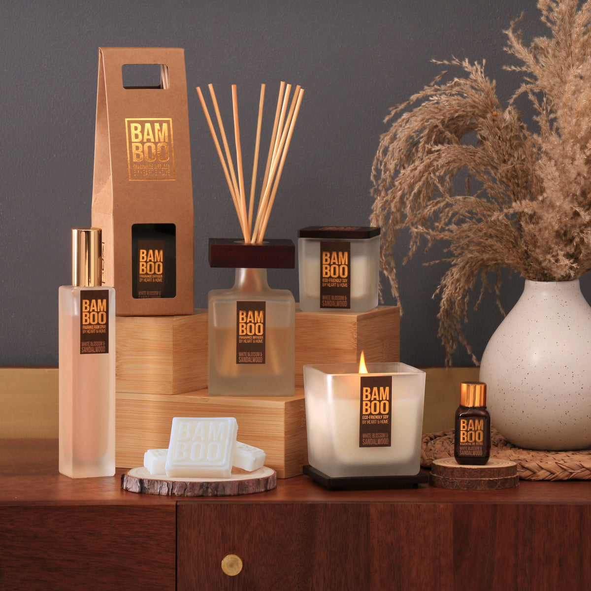BAMBOO White Blossom & Sandalwood - Reed Diffuser - 2.8 oz, view 4