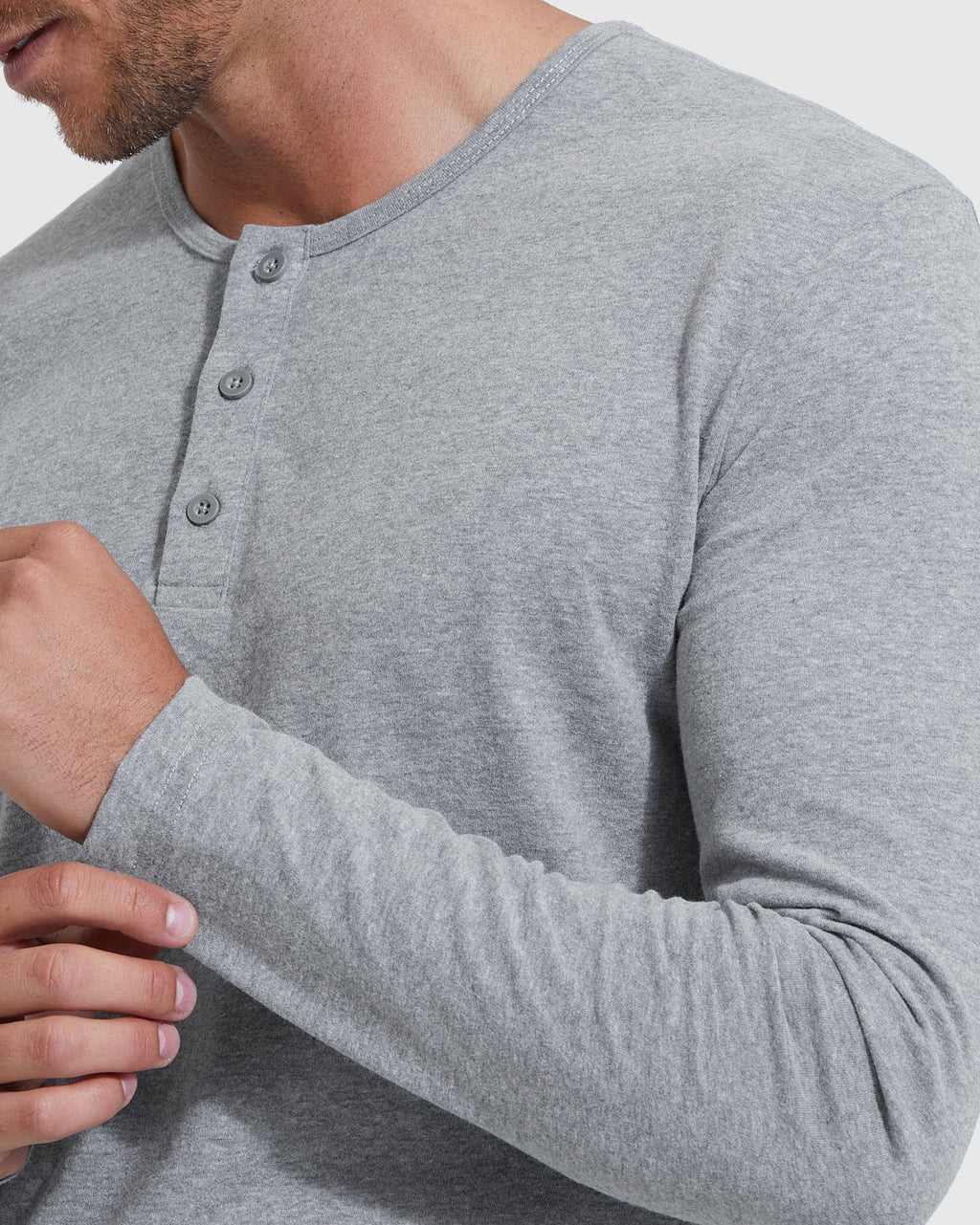 True Classic - Long Sleeve Shirt | Henley | Heather Gray, view 5