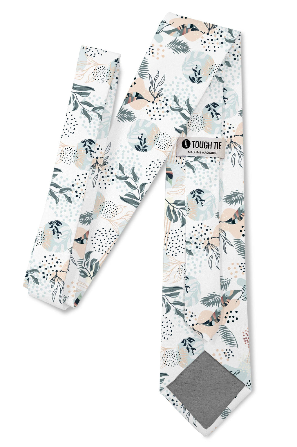 Tie - Eden - White Tropical Abstract Tie, view 3