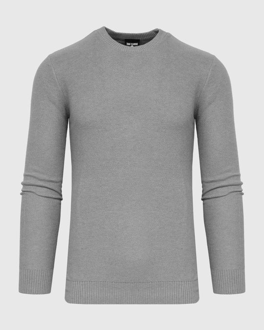 True Classic - Sweater | Crew Neck | Heather Gray Pique