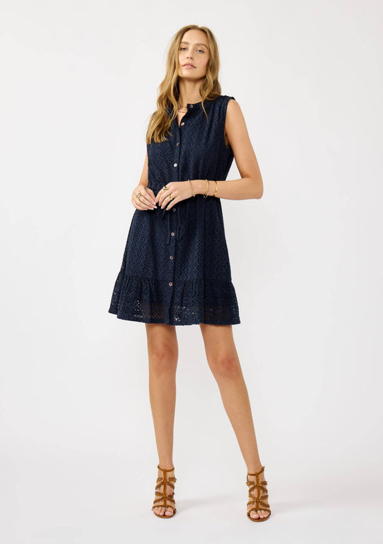 Floral Eyelet Button-Down Dress