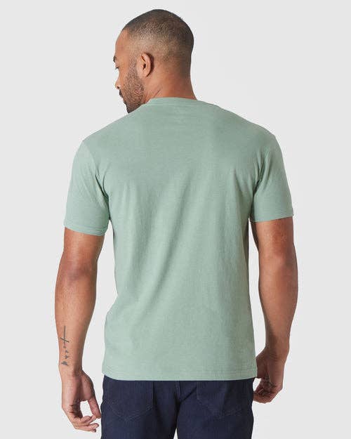 True Classic Premium Fitted Crew Neck T-Shirt - Heather Slate Green, view 3