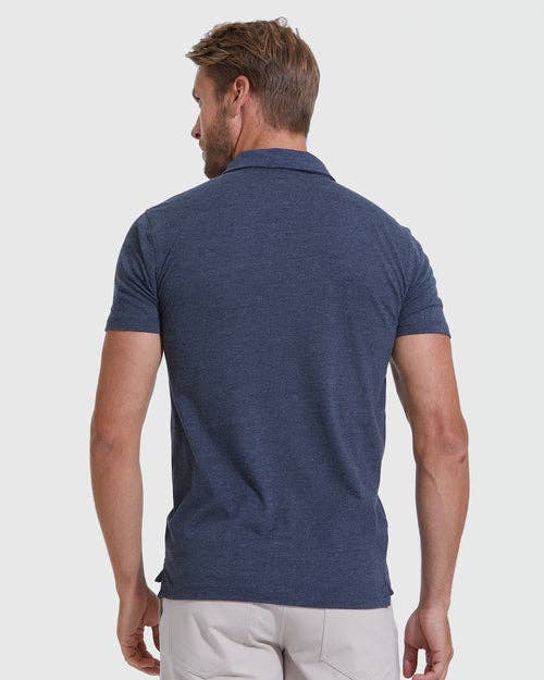 Short Sleeve Shirt | Polo | Heather Navy, view 3