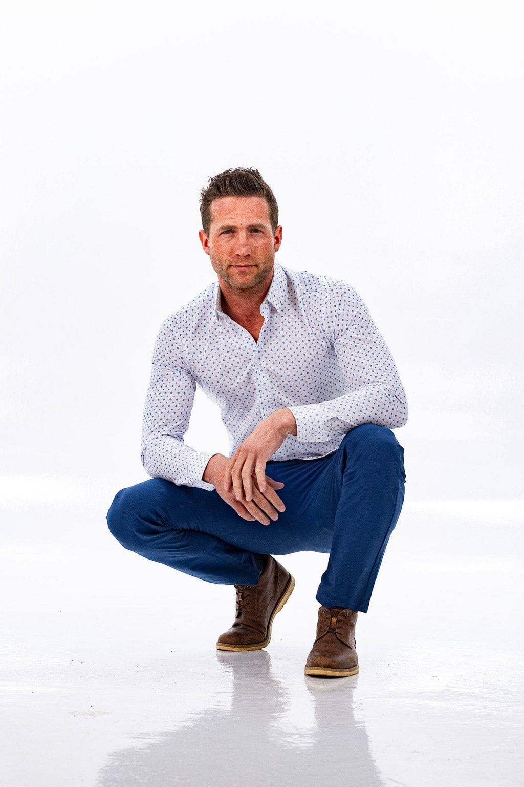 Hustle Sport Shirt - Long Sleeve - White Cobalt Diamond, view 11