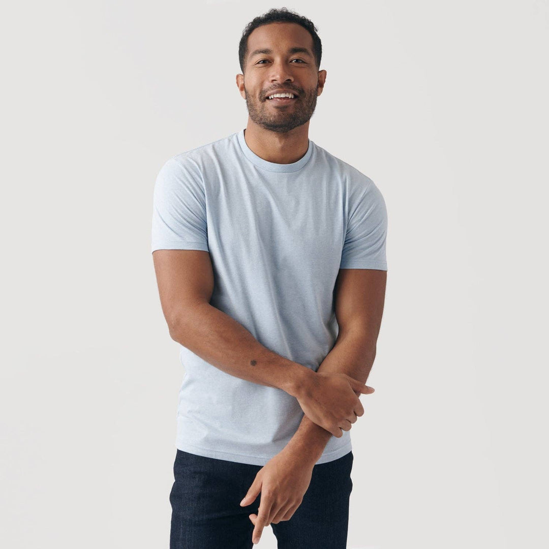 True Classic Premium Fitted Crew Neck T-Shirt - Heather Pale Blue