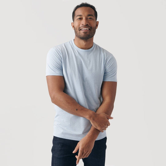 True Classic Premium Fitted Crew Neck T-Shirt - Heather Pale Blue