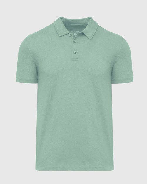 Short Sleeve Shirt | Polo | Heather Slate Green, view 2