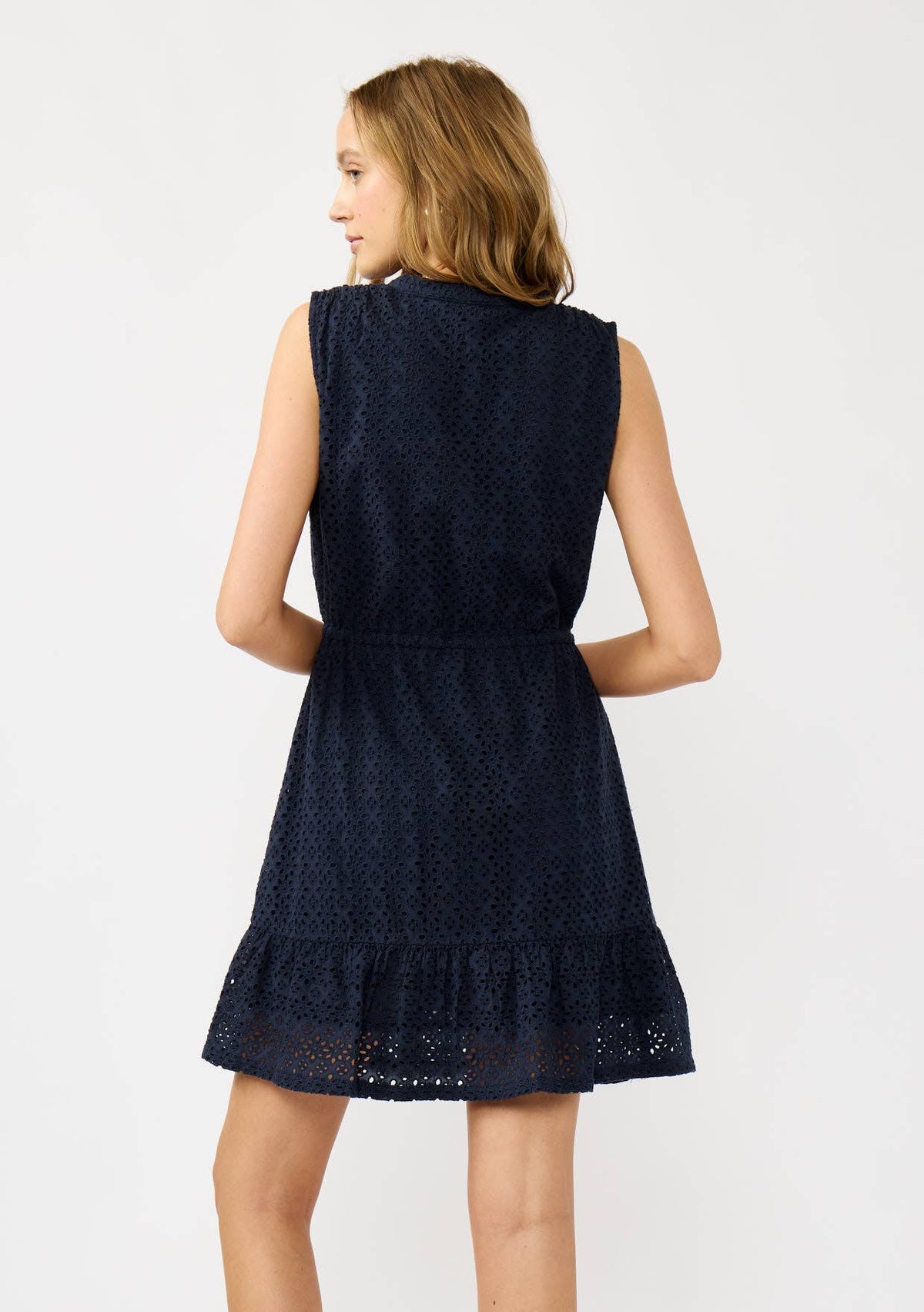 Floral Eyelet Button-Down Dress, view 3