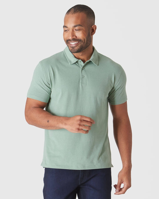 Short Sleeve Shirt | Polo | Heather Slate Green