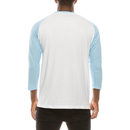 Raglan Sleeve Shirt: White/Sky Blue