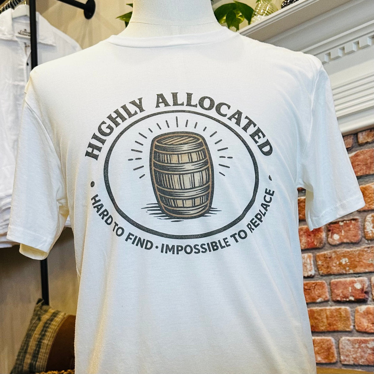 Highly Allocated Tee in white on mannequin