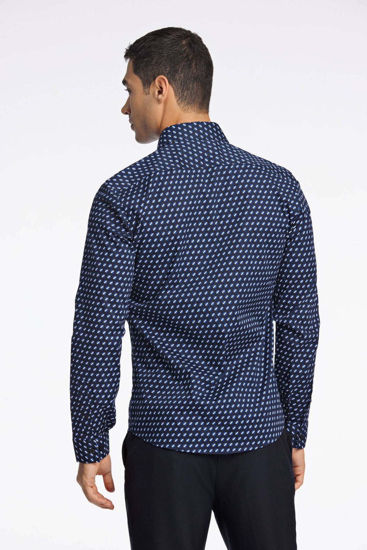 Lindbergh - SuperFlex Long Sleeve Slim Fit Shirt in Navy Blue, view 5
